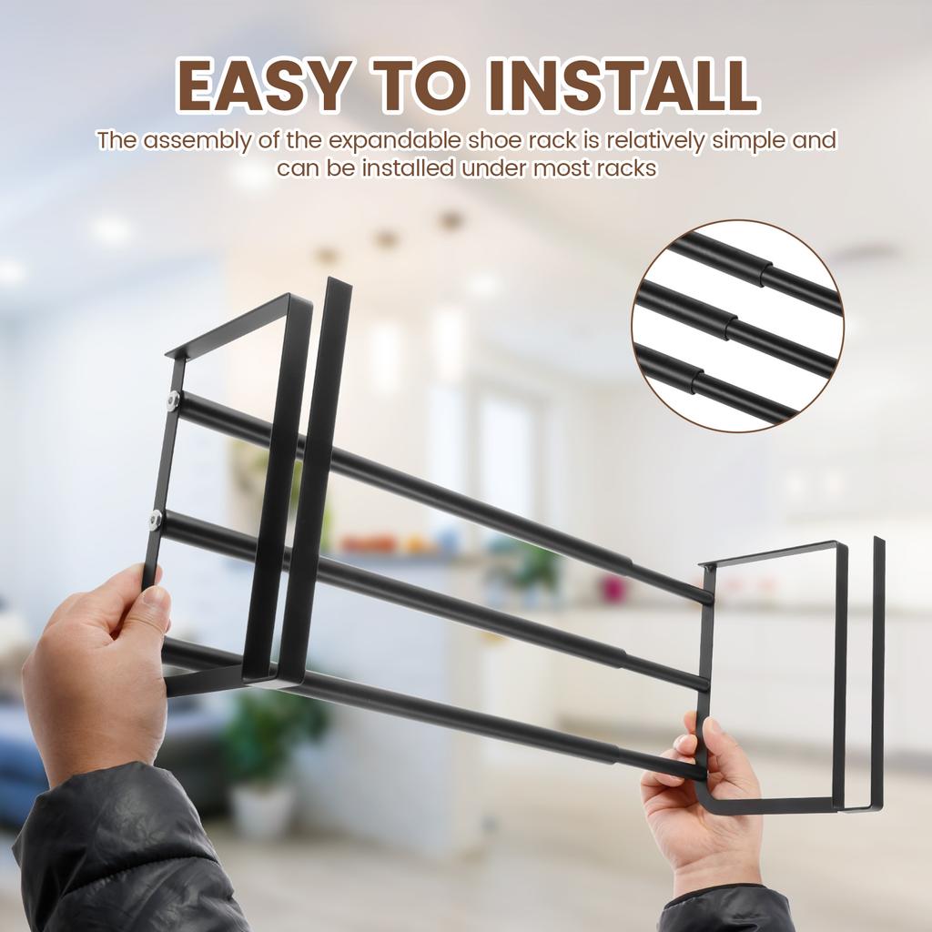 Регулируемая полка для обуви, подвесная под шкафами, полка для хранения одежды и обуви, расширяемый бытовой выдвижной органайзер