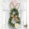 Linen Bow Easter Wreaths With Flower Artificial Wreath Front Door Wreath  Window Decoration