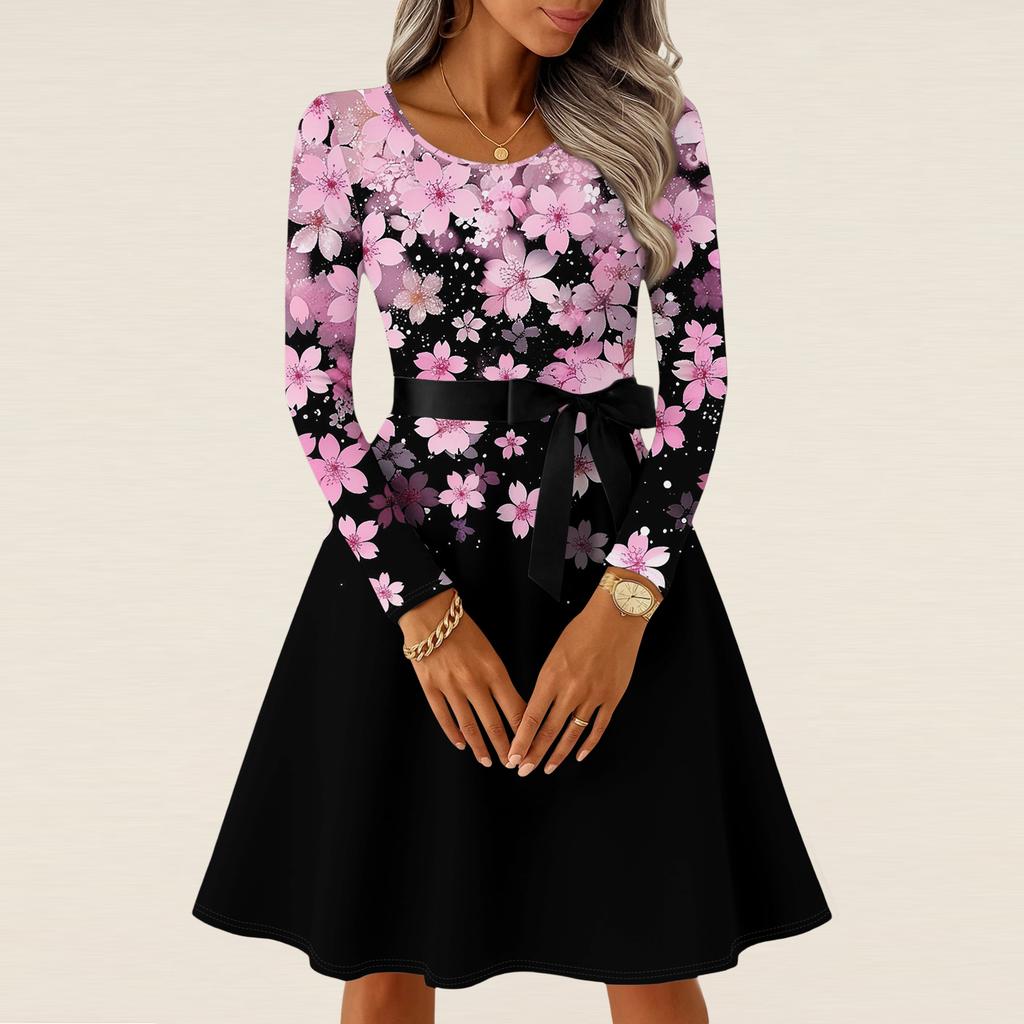 Женские повседневные модные платья с длинным рукавом в винтажном стиле