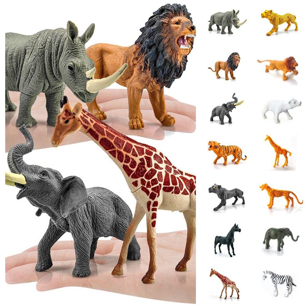 Panther Mini Elephant Model Rhinoceros Simulation Lion Model Toys Funny Realistic Tiger Toy Kids