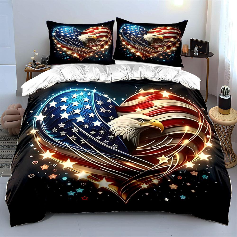 "Patriotic Heart's Elegance" Bedding sets Duvet covers Pillowcases(1* Duvet Cover 2* Pillowcases without duvet insert)