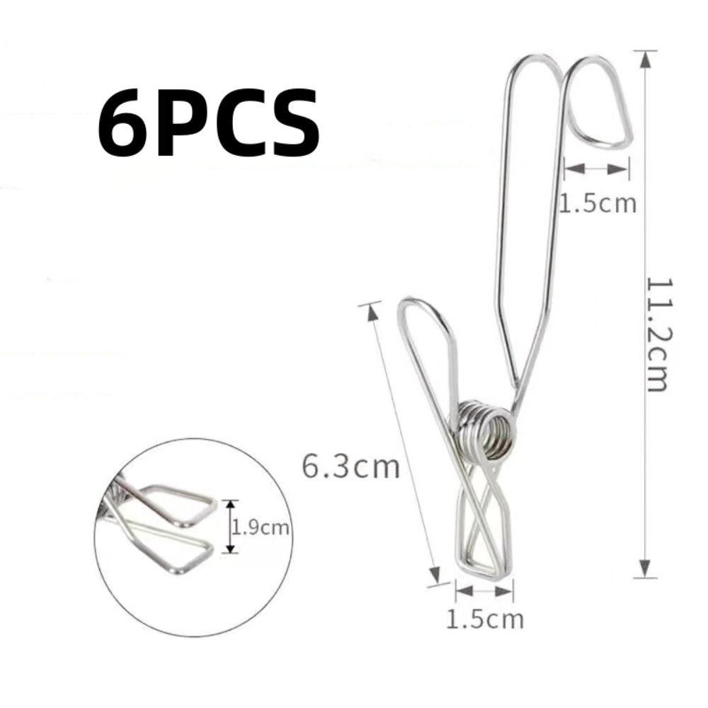 6Pcs Durable Long Tail Clip Organizer Metal Clothespins Multifunctional Towel Organizer Closet
