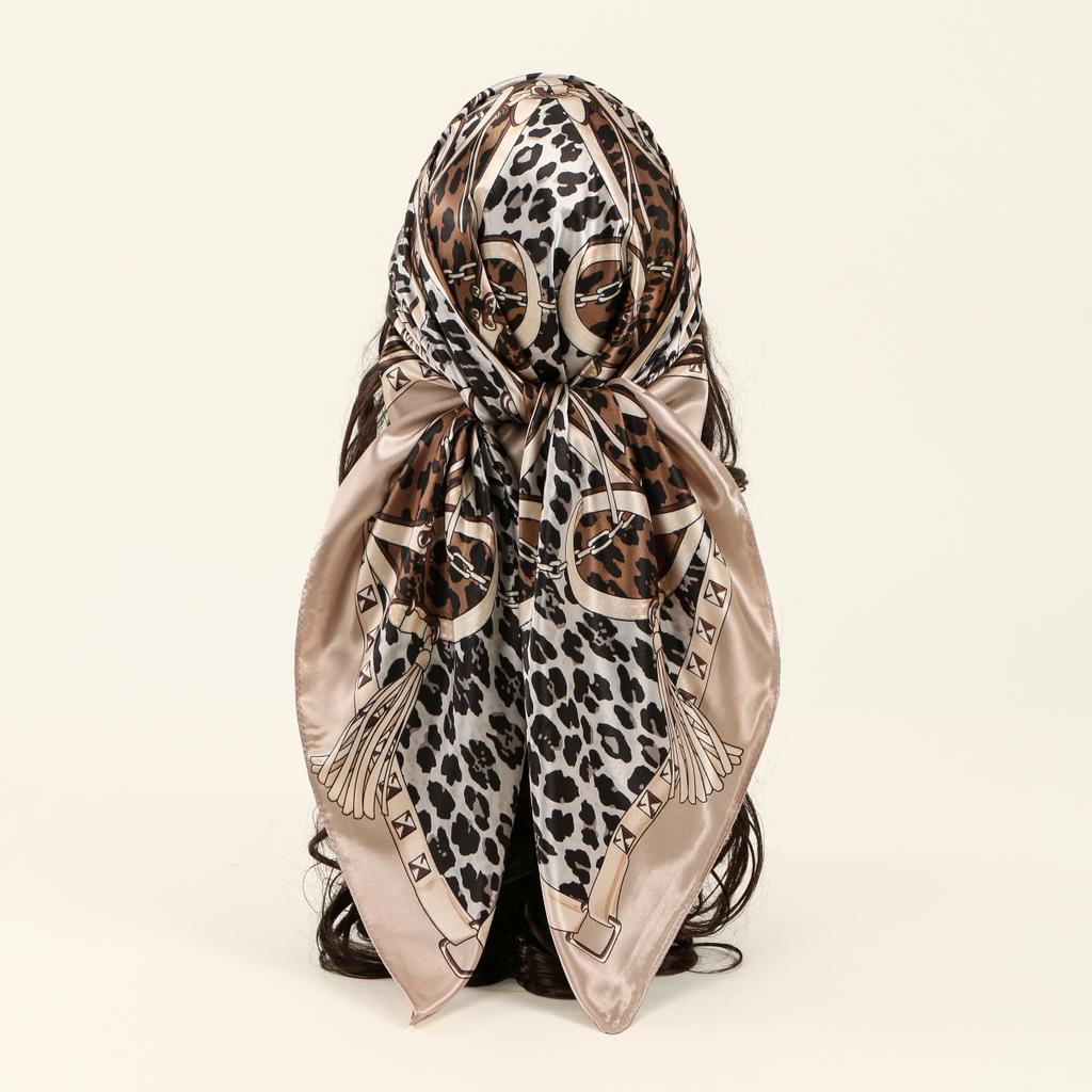 90*90cm Leopard Printed Square Scarf Women Luxury Designers Scarf Fashion Dot Headband Matte Satin Silk Hair Band Handkerchief