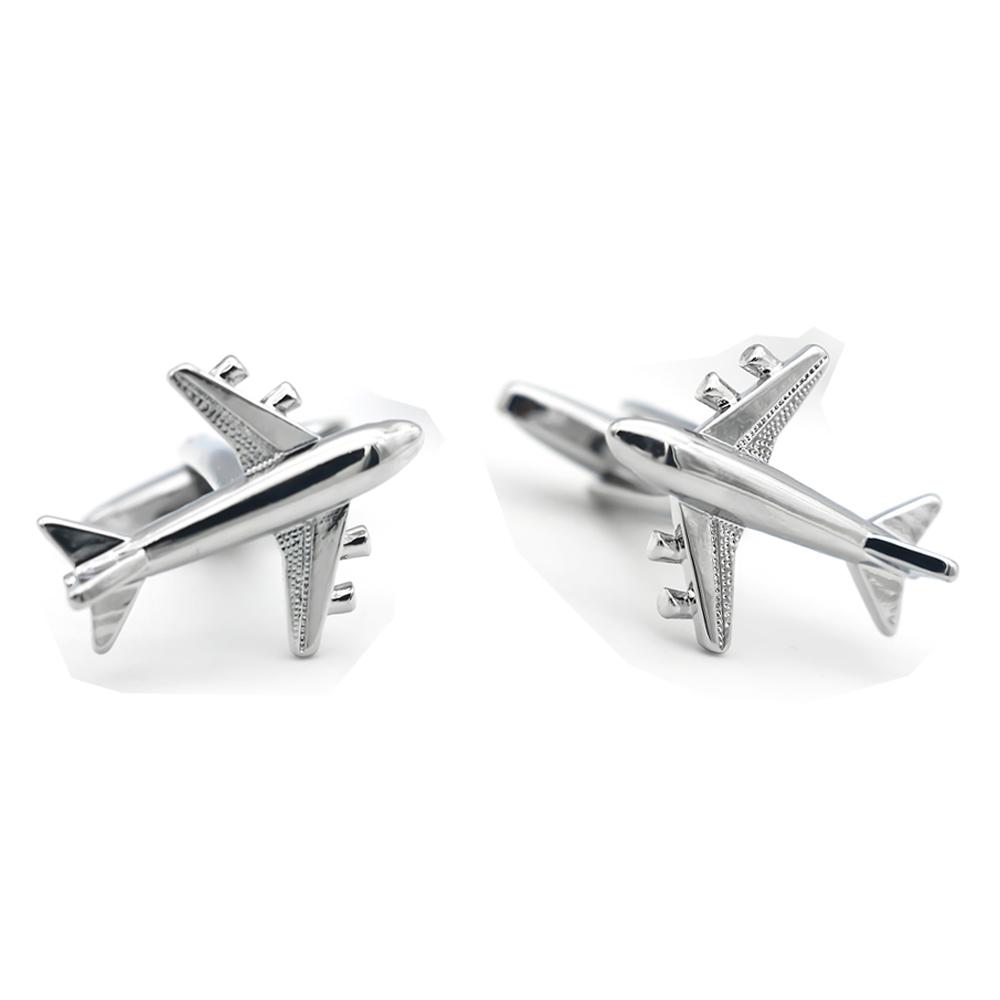 Новое поступление Авиационные запонки Серебристый цвет Дизайн самолета Качественный латунный материал Мужские запонки