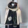 Elegant Double-Sided Floral Scarf - Soft, Warm Imitation Cashmere Shawl for Women | Windproof & Cozy for Autumn/Winter