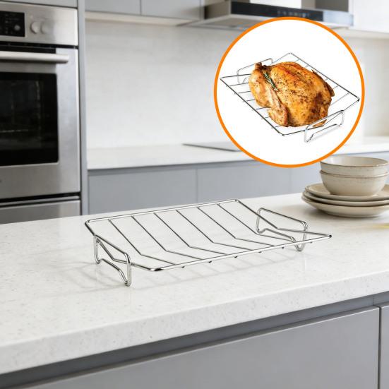 Подставка для жарки индейки из нержавеющей стали V-образной формы с антипригарным покрытием, кулинарная подставка для жаровни, двусторонняя подставка для жарки ребер на барбекю