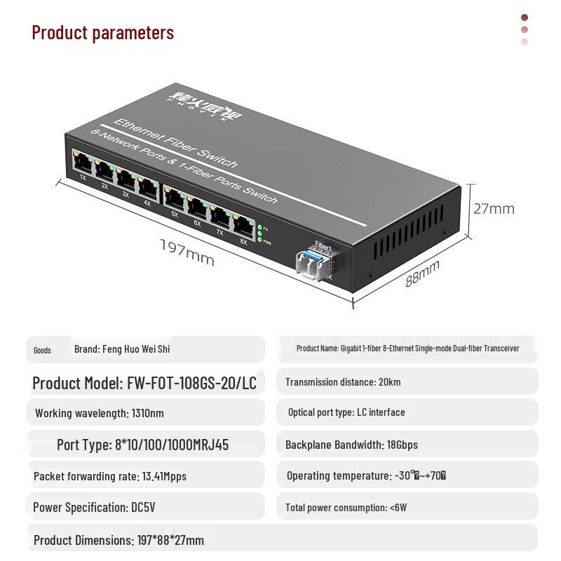 Fenghuo Weishi Gigabit Fiber Optic Media Converter