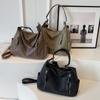 Retro Shoulder Bags For Women Frosted Leather Dual Straps Commuter Crossbody Bag  Winter New Big Capacity Bucket Totes