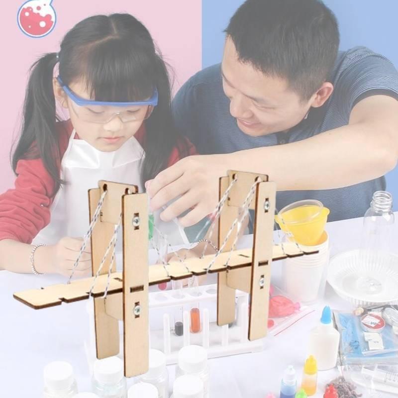Kindergarten Students Wooden Assembled Cable-stayed Bridge Handmade Kit Cognitive Educational Toy Wholesale