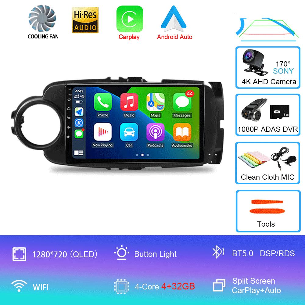 9inch Android 14 Car RadioFor Toyota Yaris 2012 - 2017 Multimedia Player Android Auto Wireless Carplay GPS 2Din DVD