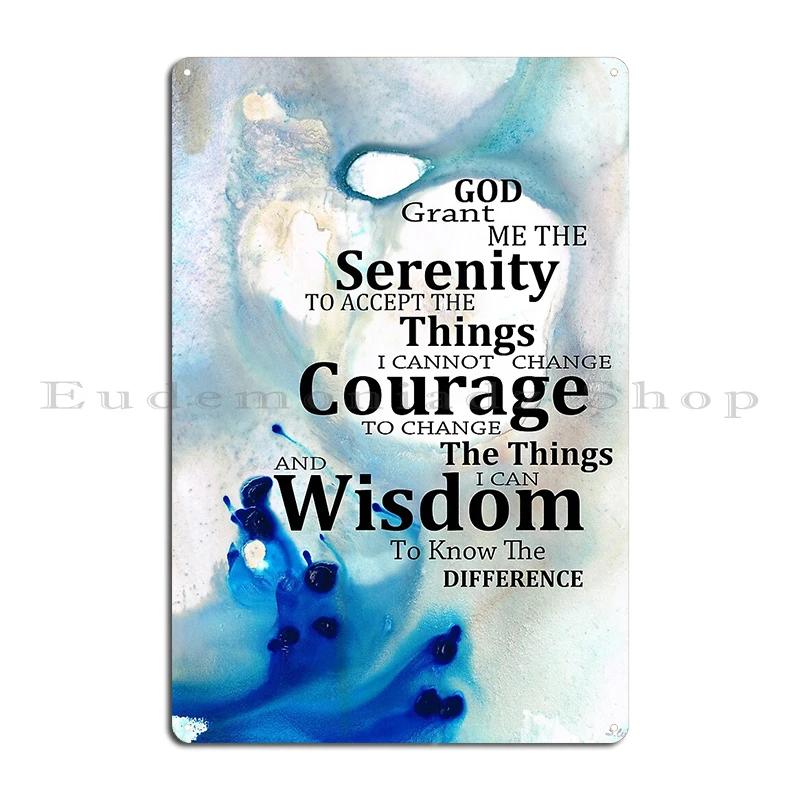 Serenity Prayer in Natural colours AA Script Serenity Courage Wisdom Floral BW Metal Party Customized Wall Decor Tin Sign Poster