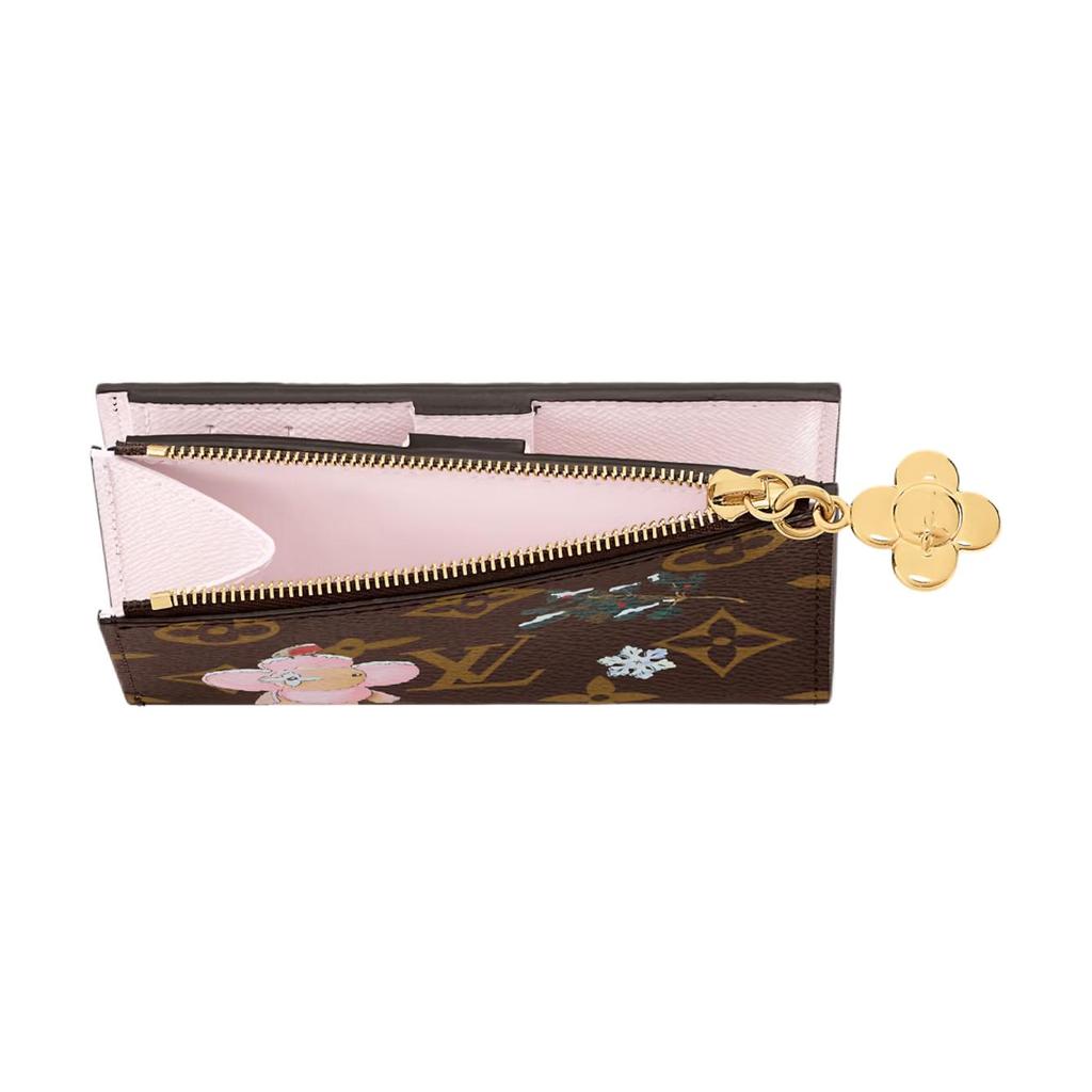 Louis Vuitton Кошелек с покрытием из холста с дизайном на молнии с талисманом Лизы Женский кошелек Коричневый M15334