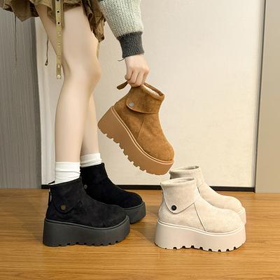 Женские зимние теплые меховые ботинки большого размера, утолщенные, на меху, зимние, ботильоны до щиколотки, нескользящие, для пеших прогулок, спортивные, с большой головой, хлопковые туфли