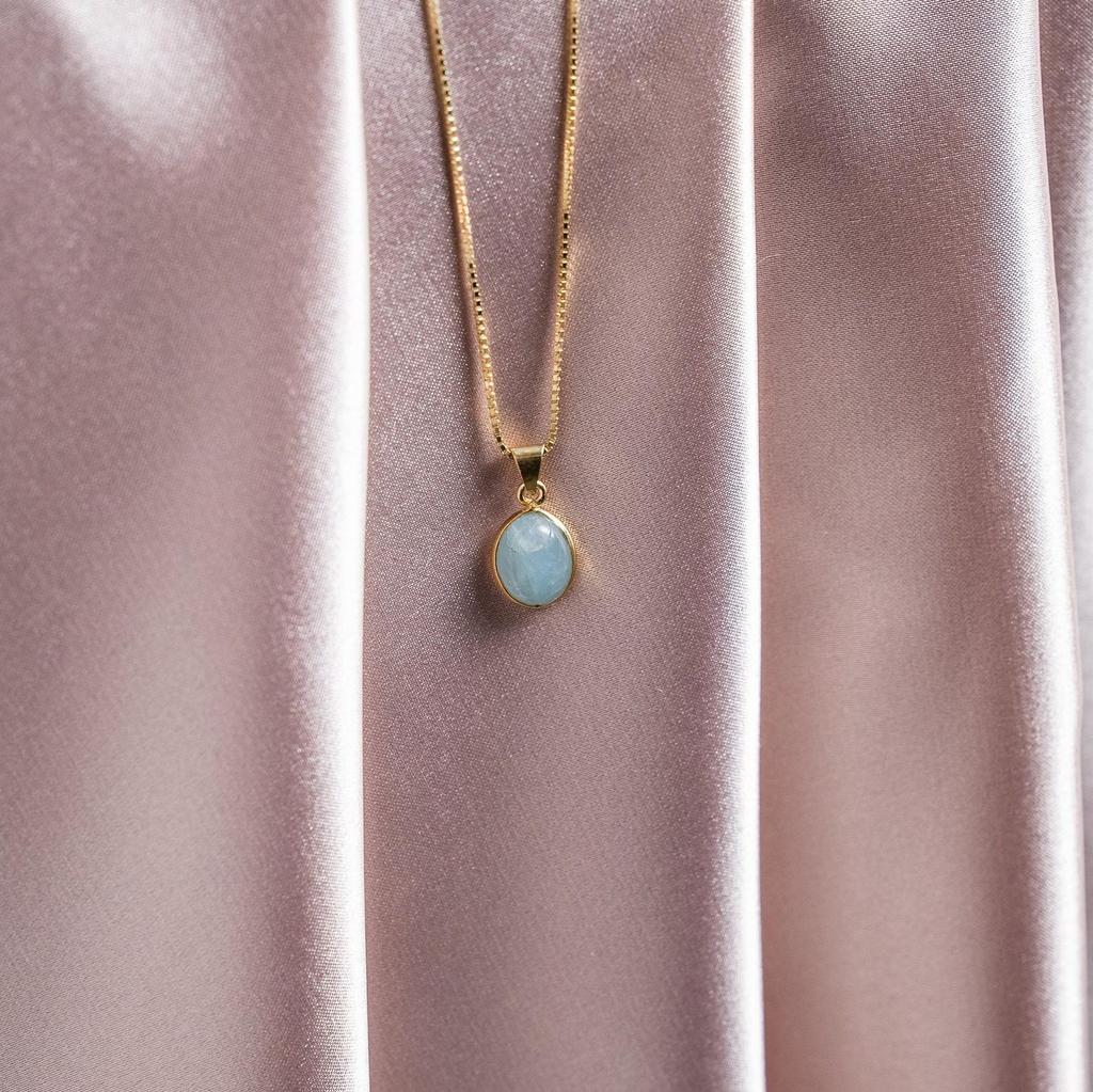 Аквамариновое ожерелье Марта Настоящее ожерелье из настоящих драгоценных камней Подарок для нее Только кулон без цепочки