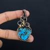 Tibetan Turquoise Pendant, 999 Copper Wire Wrapped Gemstone Jewelry, Handmade Pendant, For Thanksgiving