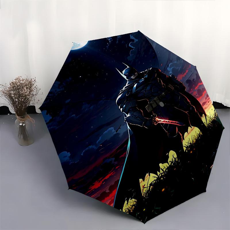 1pc Batman, Night Automatic Folding Umbrella - Compact 8-Rib Design, Durable Plastic & Iron1161L