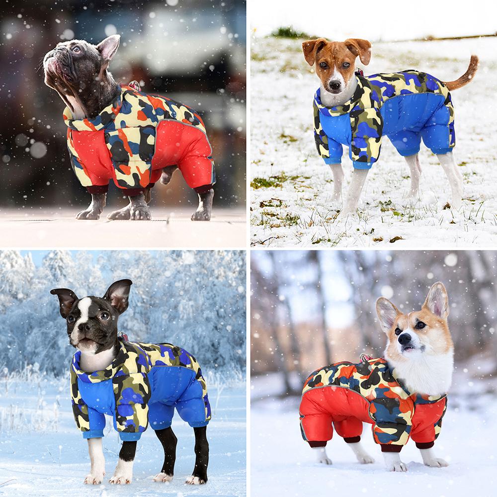 Пальто для маленьких собак, куртка, зимняя теплая одежда для щенков, водонепроницаемая камуфляжная одежда для чихуахуа, комбинезон для маленьких и средних собак, мопсов и йорков
