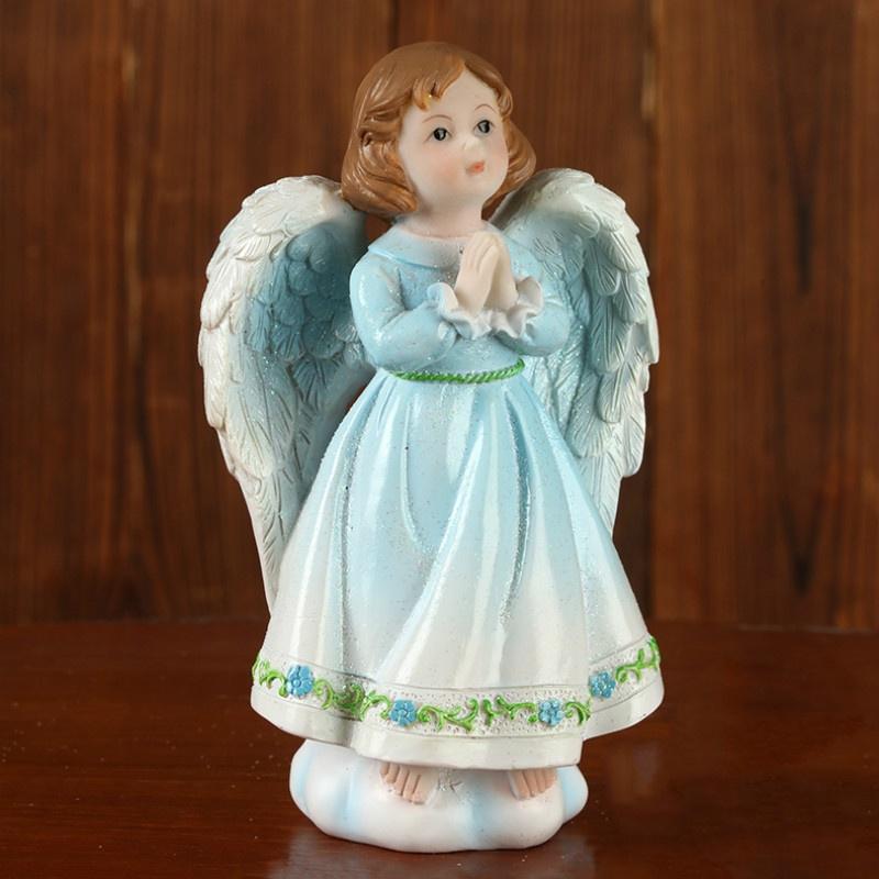 Decoration Resin Figure Home Sculpture Desktop Decoration Cute Reading Prayer Angel