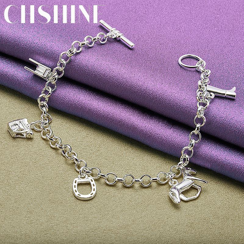 CHSHINE 925 Sterling Silver Horse/Boots/Horseshoe Pendant Bracelet For Women Wedding Party Fashion Charm Jewelry