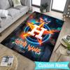 Custom NameHouston basketball Graffiti Carpet, Indoor Rug, Chair Rug, Living Rooms, Doormat Made From Polyester Home Decor Birthday Christmas Gifts