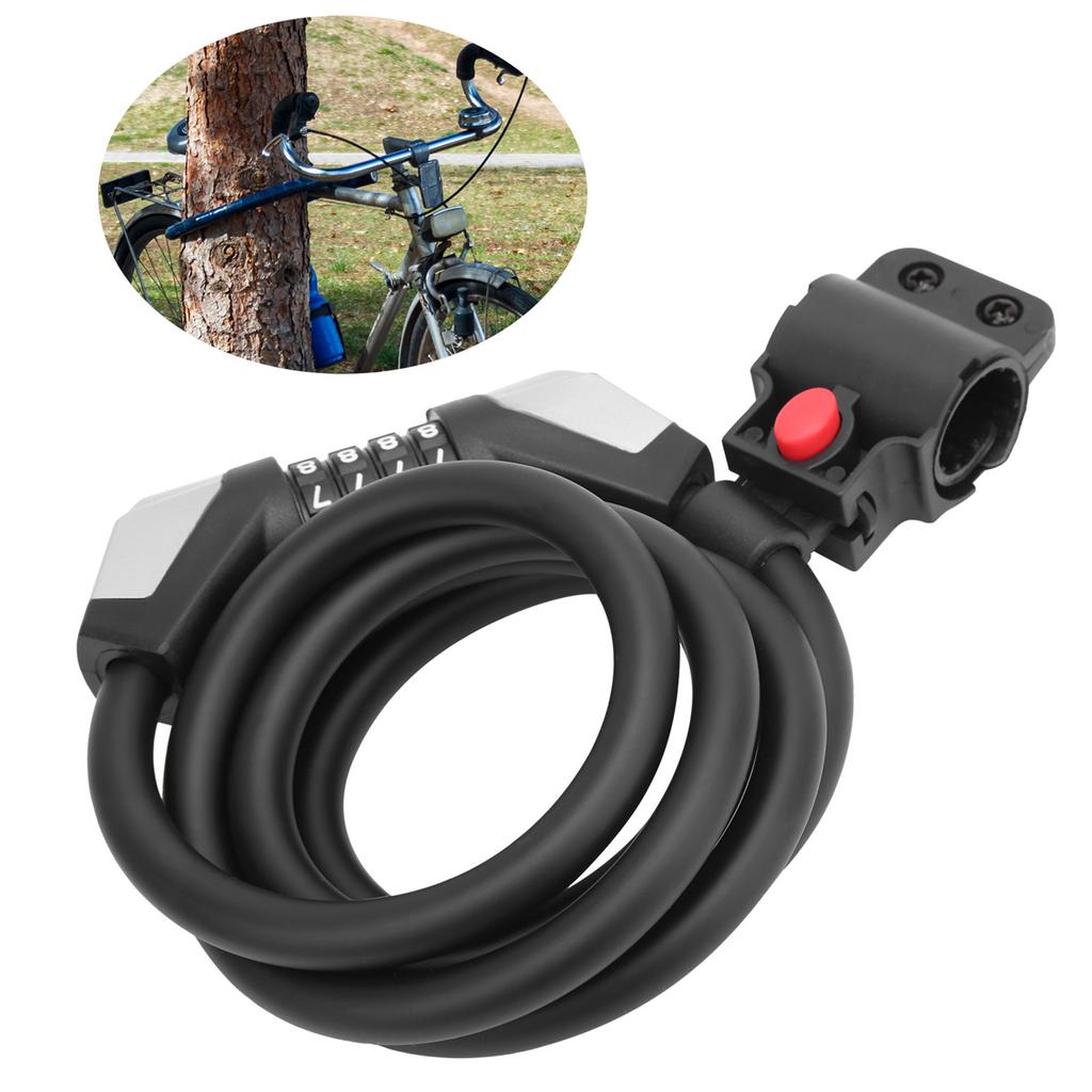 150cm 59in Cycling Security Cable Lock 4 Passwords Steel Keless Locking Bicycle Accessory