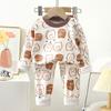 Baby De Velvet Suit Autumn and Winter New Cartoon Warm Autumn Clothes Long Trousers Baby Underwear Set