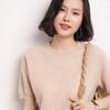 Women's Cashmere Knitwear: 2023 Autumn/Winter Loose Fit, Round Neck, Half Sleeve, Solid Color Base Layer.