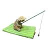 Floating Bamboos Raft Fishing Turtles Sculpture Resins Miniature Garden Pond Decors For Outdoor or Desktop Ornament
