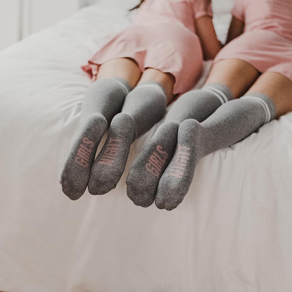 Хизер Грей Хлопковая Смесь Джерси Чулки Уютные Чулки Девочки Ночь Девичник Свадебный Душ Свадьба Подарок Подружке Невесты