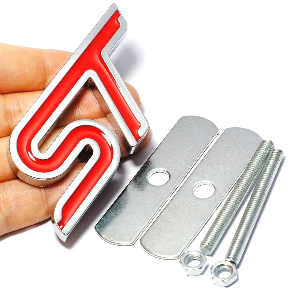 Красная наклейка на переднюю решетку автомобиля ST, эмблема гриля на голове автомобиля, хромированная наклейка