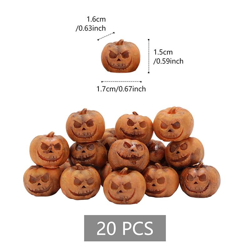 20PCS Miniature Pumpkin Figurines Halloween Mini Pumpkin Resin Sculptures Set Creative Pumpkin Room Table Home Party Decor