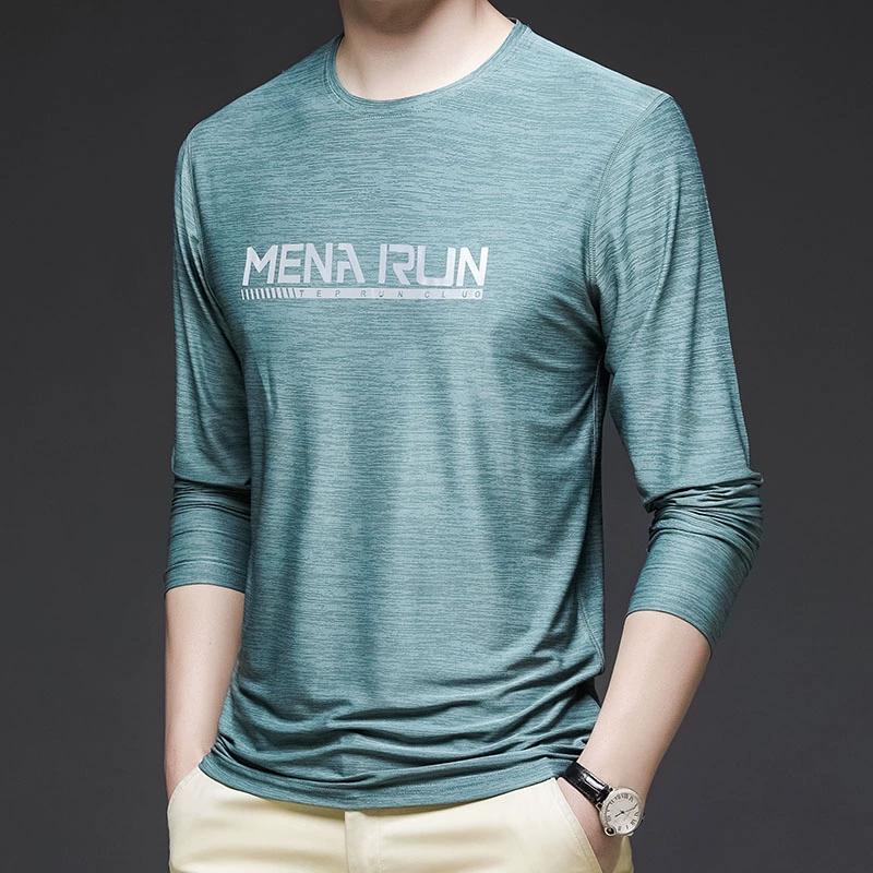 Fashion Gradient Graphic Men's T Shirts Autumn Man Clothes Crew Neck Long Sleeve T-Shirts Tops Men's T-Shirt Outdoor Pullover