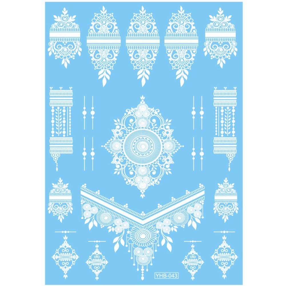 Waterproof White Tattoo Stickers Lace Flower Long-lasting Butterfly Tattoo Stickers Ethnic Style Temporary Tattoo Stickers