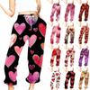 Женская повседневная мода День святого Валентина Повседневные брюки с принтом Спортивные брюки Брюки с эластичной резинкой на талии со шнурком Брюки со шнурком