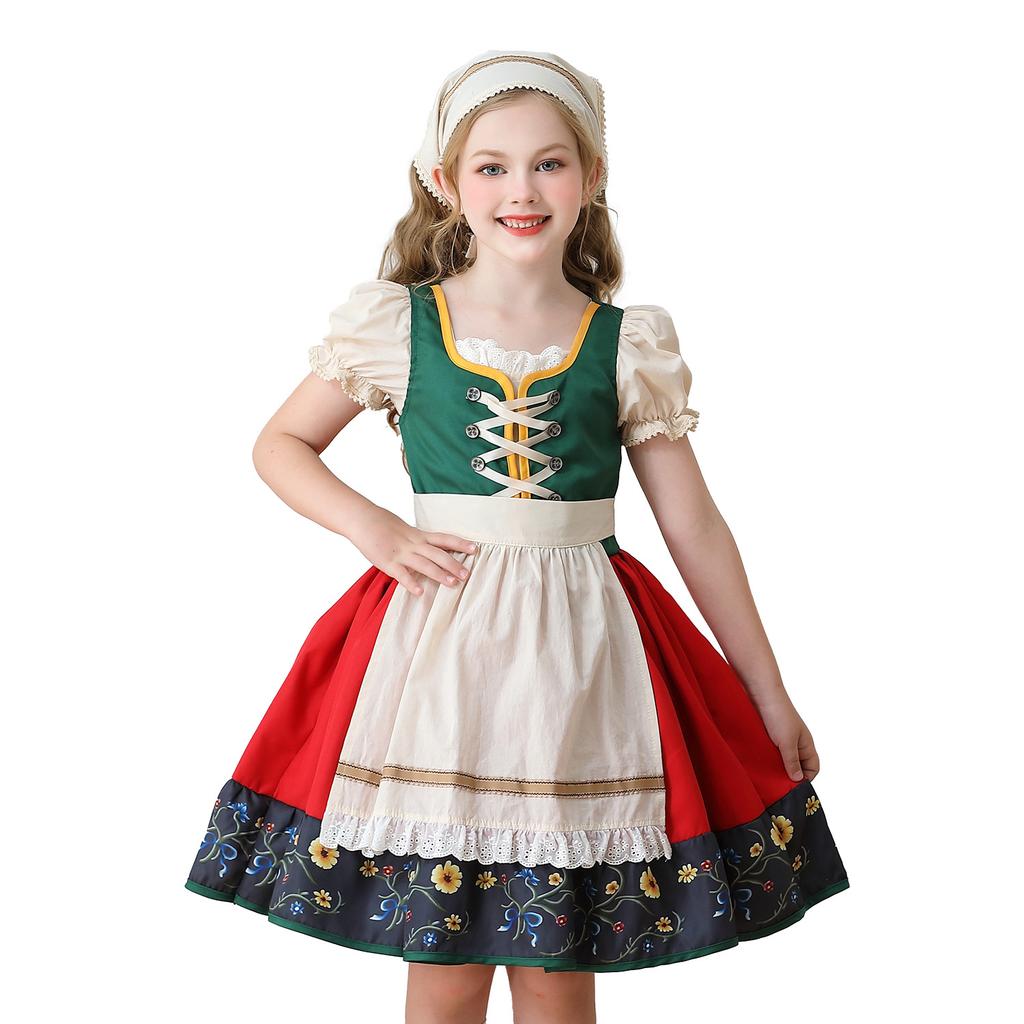 Bavarian children's clothing European pastoral girl farm Germany Munich Oktoberfest Dirndl dress