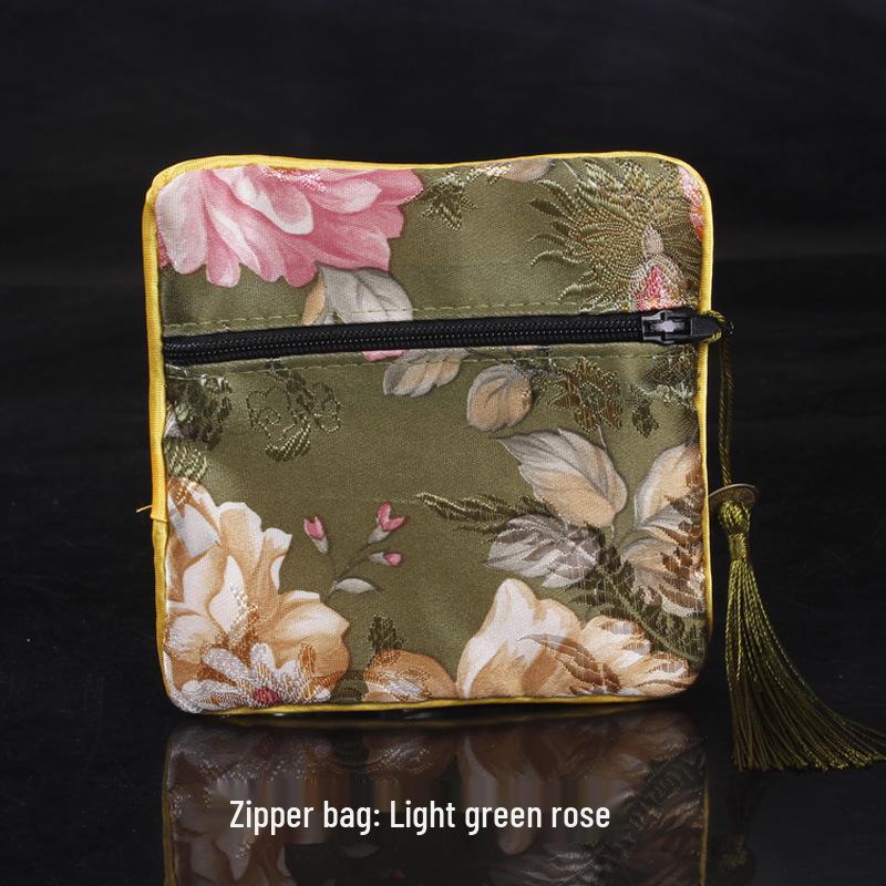 New Chinese Square Zipper Jewelry Brocade Bag