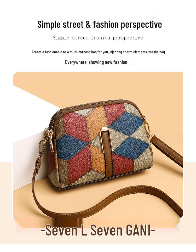 Этнический стиль колор-блок пэчворк двойная молния сумка кроссбоди