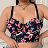 European and American Plus-size Underwear for Women Large Breasts Are Small Anti-sagging Gathered Fashionable Patterned Detachable Shoulder Straps Bra