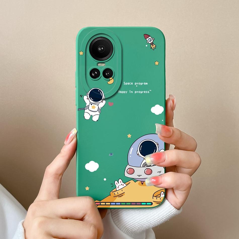 Cases For Oppo Reno 10 Pro 5G Flower Soft Smooth Liquid Silicone Lens Shockproof Back Cover For Oppo Reno10 Pro Coque Bumper