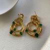 Премиальные серьги женские ретро сращивание изумрудные серьги-гвоздики текстура индивидуальность тренд преувеличенные серьги