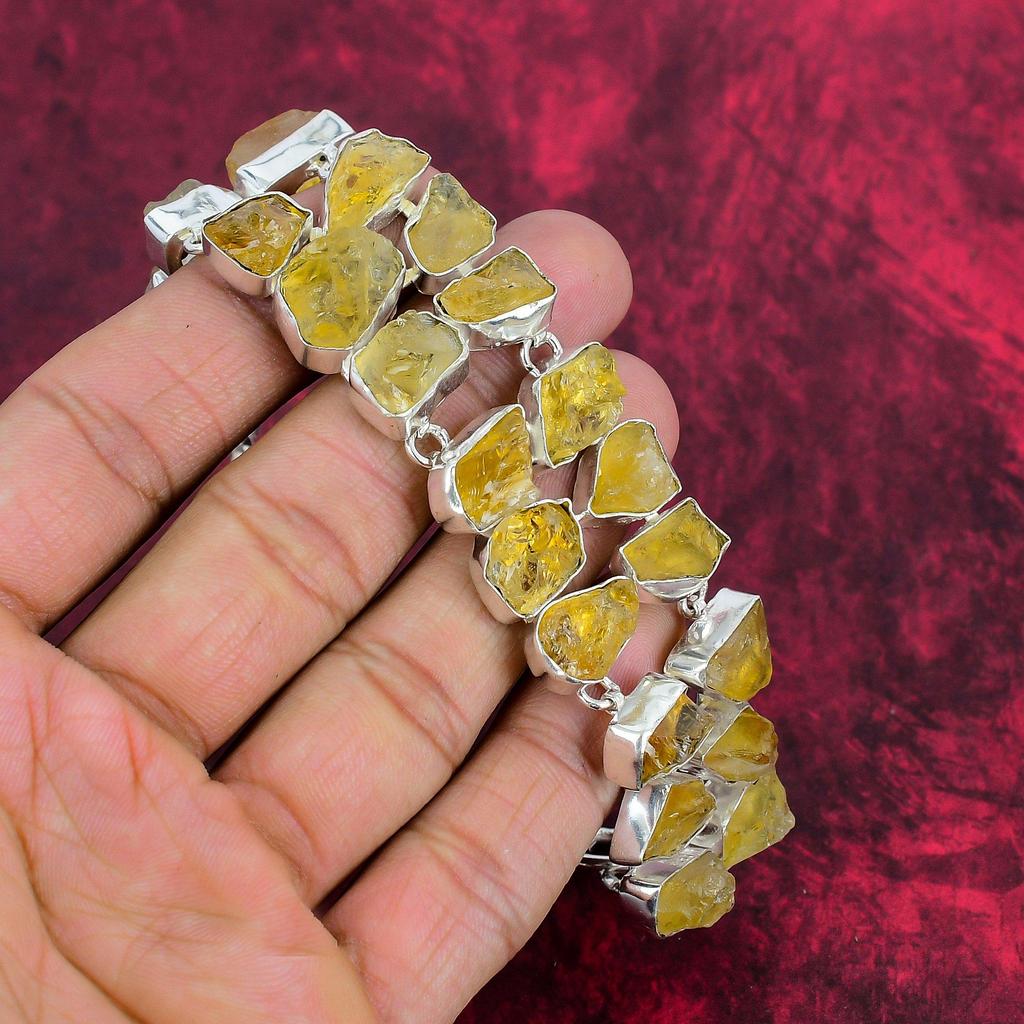 Ювелирные изделия из грубого цитрина, великолепный браслет из стерлингового серебра 925 пробы, стильный ювелирный браслет ручной работы для подарка на годовщину