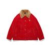 Lining Rich Daily Solid Color Letter Print Fleece Collar Jacket Corduroy Cotton Coat Women Jackets Samba-Red AFDT014-1