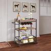 VEVOR 3-Tier Bar Wine Rack Cart Kitchen Food Truck On Wheels Vintage Mobile Serving Trolley w/MDF Board Steel Frame 110/300lbs