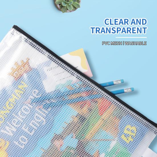 12 шт., водонепроницаемый чехол на молнии, прозрачная прочная многоразовая сумка для хранения файлов для школы, офиса, дома