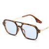 Retro Double Bridges Women Sunglasses Fashion Pink Gradient Eyewear Trending Hollow Leopard Blue Sun Glasses Men Shades