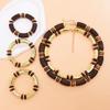 Exaggerated Necklace Bracelet Set Gold Plated Neck Chain Brown Wood Bracelet Female Jewelry Set