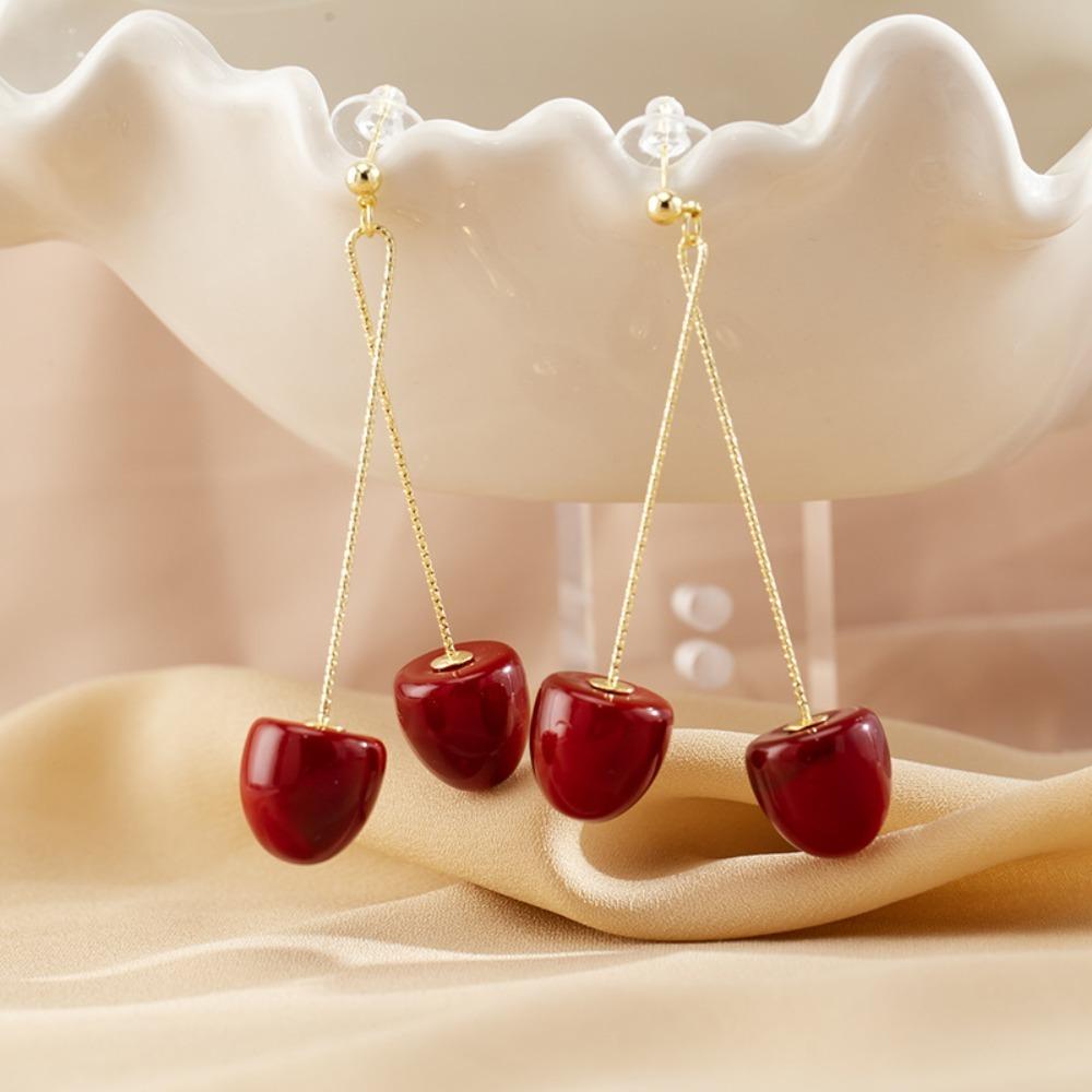 Серьги-гвоздики с вишней, серьги-подвески с жемчугом 2024, висячие серьги, для девочки