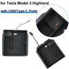 Для Tesla Model 3 Highland Center Console Storage Organizer Box Armrest Try с портами USB Type C New Model3 Accessories 2024