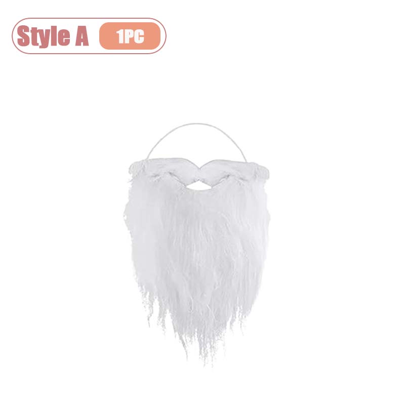 Santa Claus White Beard Mustache Christmas Costume Prop Fake Beard for Adults Kids Party Dress Up Accessory Cosplay Decoration