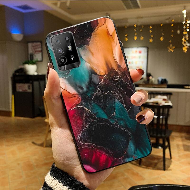 Чехол для телефона с цветным мрамором для OPPO A54 A74 A94 A53S A9 A5 A15 A16 A91 A96 A76 Reno8 8Pro Reno2 Z